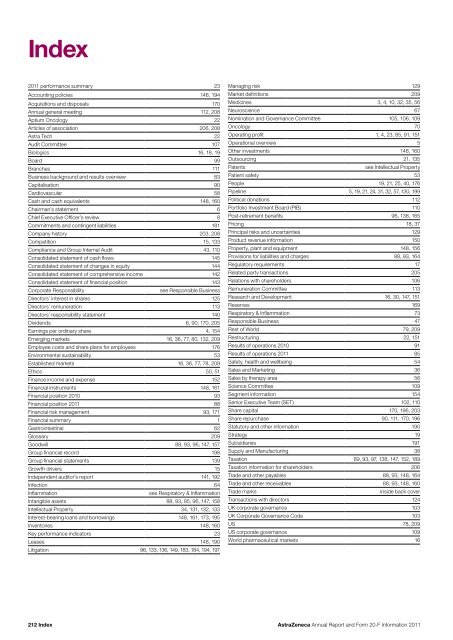 AstraZeneca Annual Report and Form 20-F Information 2011