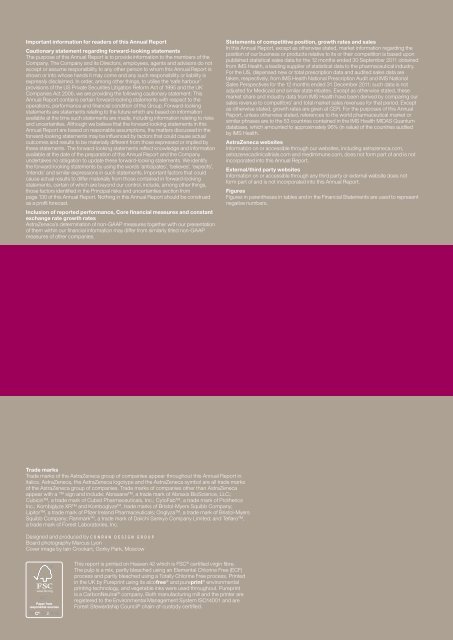 AstraZeneca Annual Report and Form 20-F Information 2011