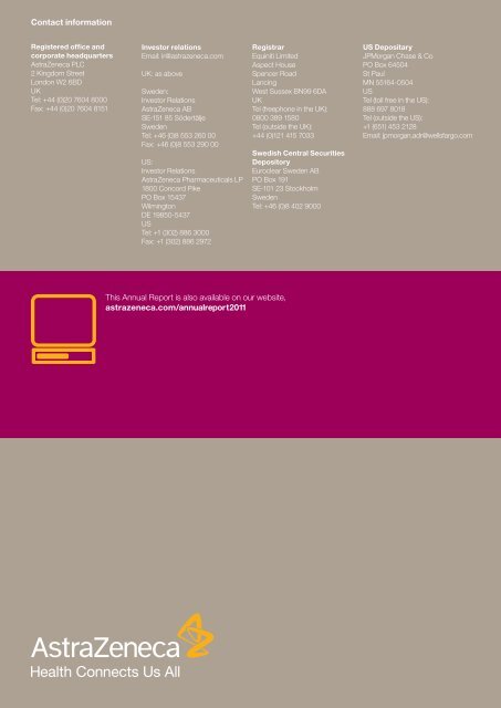 AstraZeneca Annual Report and Form 20-F Information 2011