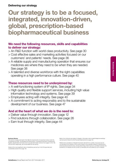 AstraZeneca Annual Report and Form 20-F Information 2011