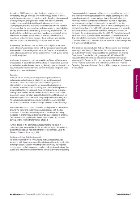 AstraZeneca Annual Report and Form 20-F Information 2011