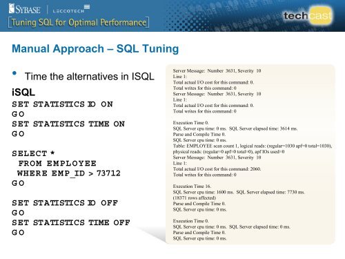 Tuning SQL for Optimal Performance - Sybase