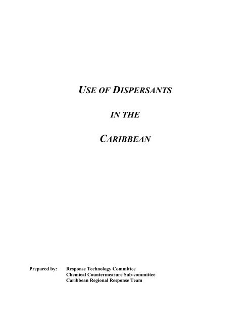 USE OF DISPERSANTS - U.S. National Response Team (NRT)