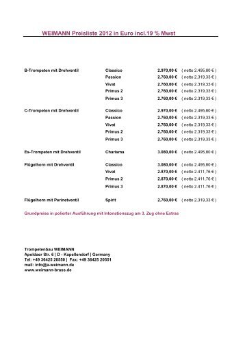 Preisliste d 2012