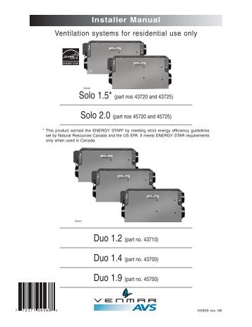 part nos 45720 and 45725 - Venmar