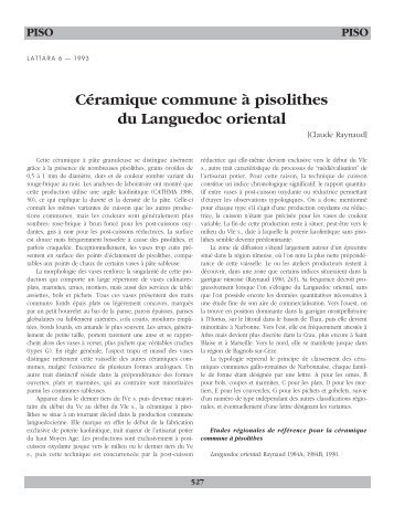 CÃ©ramique commune Ã  pisolithes du Languedoc oriental - Lattara.net