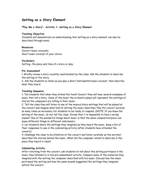 Play Me a Story- Activity 1- Setting (pdf) - DSO Kids
