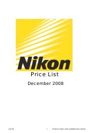 uk price list - december 2008 - Nikon UK