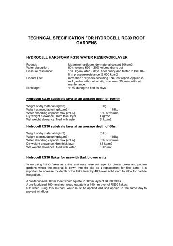 technical specification for hydrocell rg30 roof gardens - Fytogreen