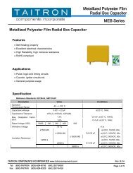 MEB Series Metallized Polyester Film Radial Box Capacitor - Taitron ...