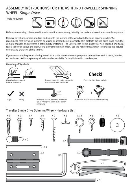 download assembly guidelines - Ashford Handicrafts