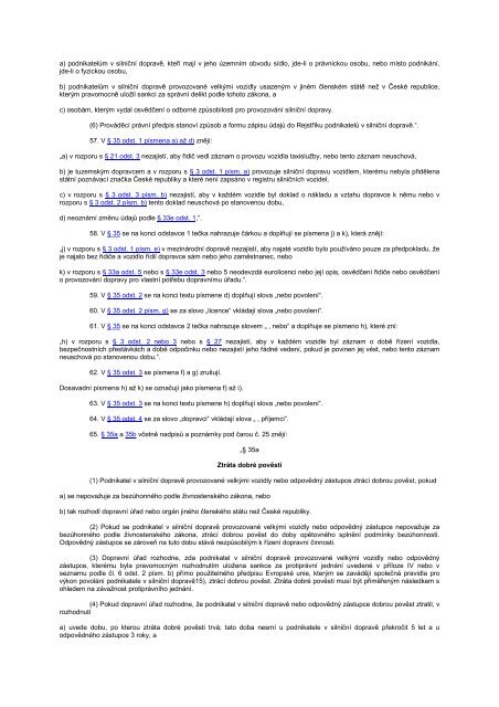 119/2012 Sb. ZÃƒÂKON Ã„ÂŒÃƒÂST PRVNÃƒÂ ZmÃ„Â›na zÃƒÂ¡kona o silniÃ„ÂnÃƒÂ­ dopravÃ„Â›