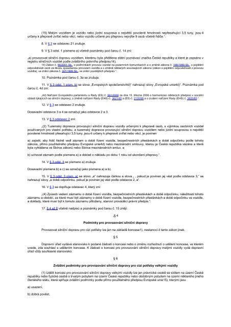 119/2012 Sb. ZÃƒÂKON Ã„ÂŒÃƒÂST PRVNÃƒÂ ZmÃ„Â›na zÃƒÂ¡kona o silniÃ„ÂnÃƒÂ­ dopravÃ„Â›