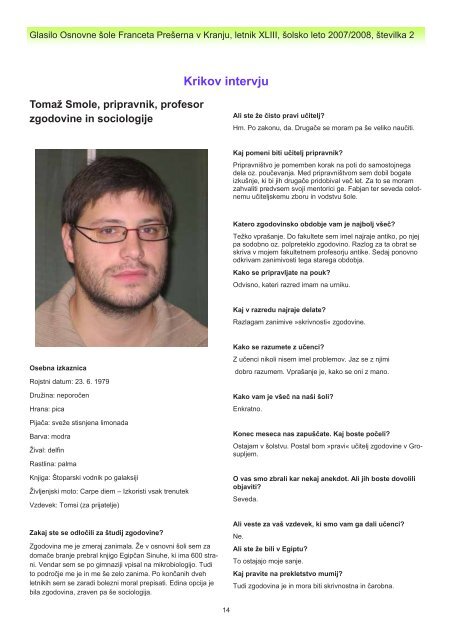 Krik 2 - Osnovna Å¡ola Franceta PreÅ¡erna Kranj