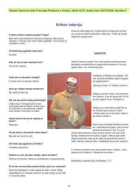 Krik 2 - Osnovna Å¡ola Franceta PreÅ¡erna Kranj
