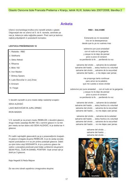 Krik 2 - Osnovna Å¡ola Franceta PreÅ¡erna Kranj