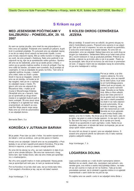 Krik 2 - Osnovna Å¡ola Franceta PreÅ¡erna Kranj