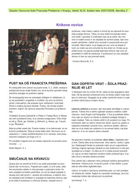 Krik 2 - Osnovna Å¡ola Franceta PreÅ¡erna Kranj