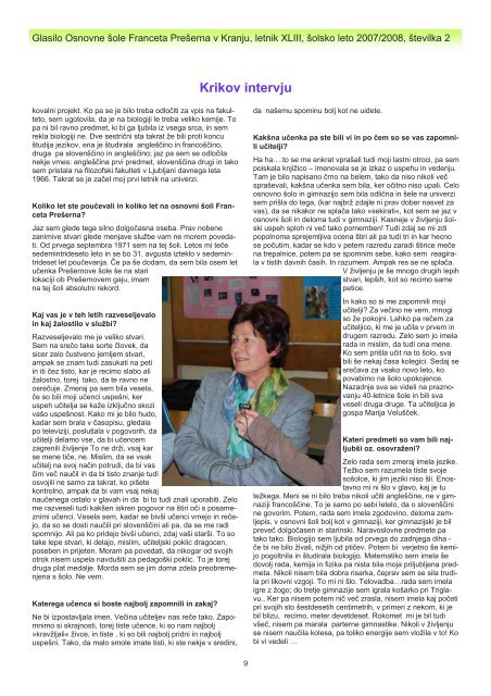 Krik 2 - Osnovna Å¡ola Franceta PreÅ¡erna Kranj