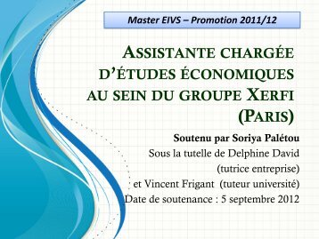 TÃ©lÃ©charger les slides de la soutenance - Master Ãconomie AppliquÃ©e