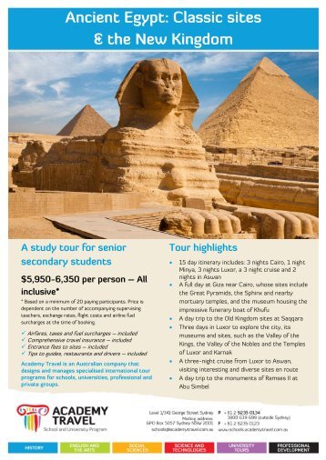 Download the itinerary for this tour (PDF) - School Tours - Academy ...