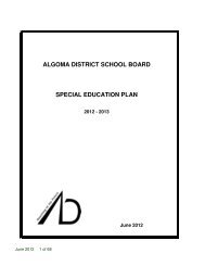 Special Education Plan 2012-2013 - Algoma District School Board