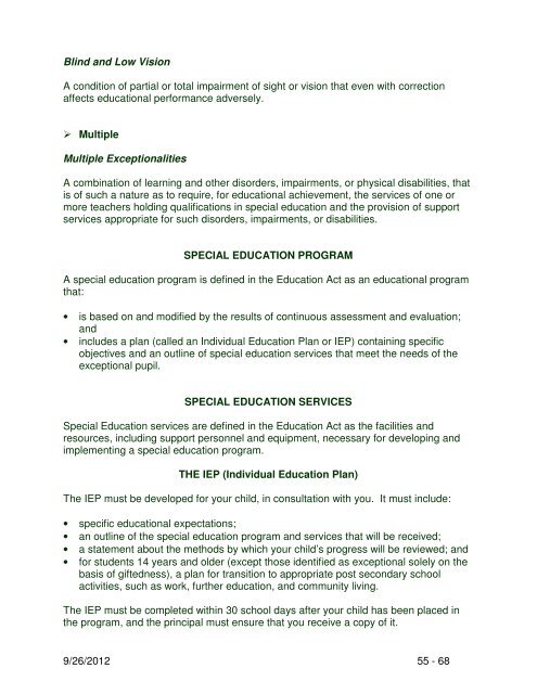 Special Education Plan 2012-2013 - Algoma District School Board