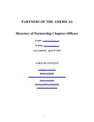 PARTNERS OF THE AMERICAS Directory of Partnership Chapters ...