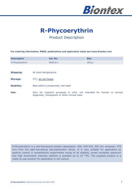 R-Phycoerythrin - Biontex Laboratories