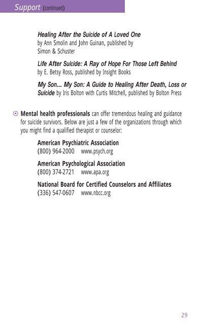 SOS: A Handbook for Survivors of Suicide - American Association of ...