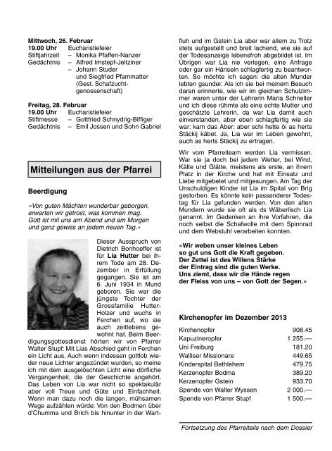 Pfarrblatt Mund - Pfarrei Mund