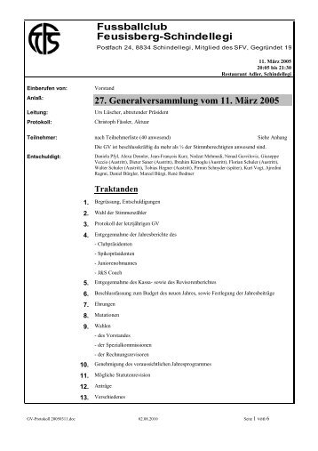 GV Protokoll 2005 (pdf) - FC Feusisberg-Schindellegi