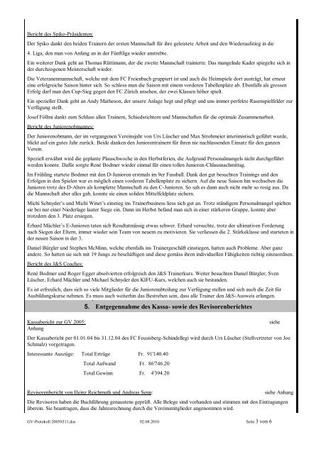 GV Protokoll 2005 (pdf) - FC Feusisberg-Schindellegi