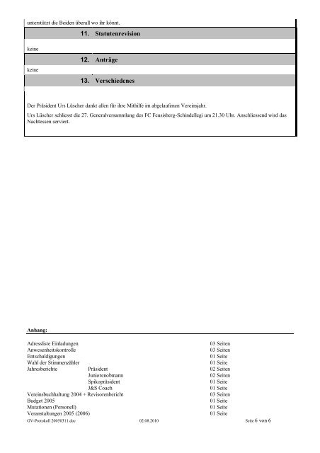 GV Protokoll 2005 (pdf) - FC Feusisberg-Schindellegi
