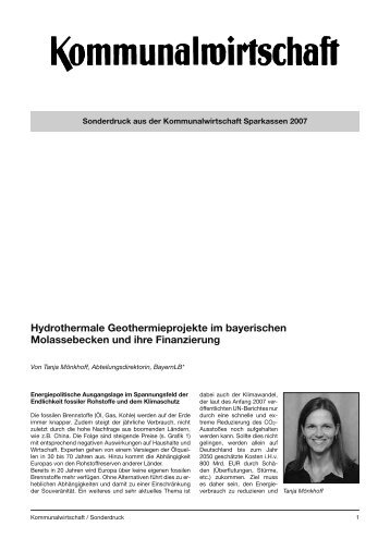 Hydrothermale Geothermieprojekte im bayerischen Molassebecken ...