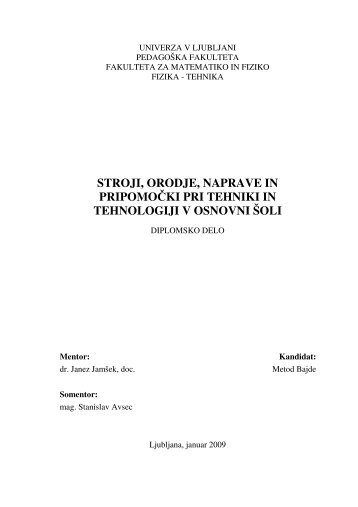 stroji, orodje, naprave in pripomoÄki pri tehniki in tehnologiji v ...