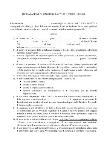 DICHIARAZIONE AI SENSI DEGLI ARTT. 46 E 47 D.P.R. 445/2000 Il ...