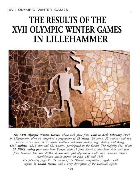 The results of the XVII Olympic Winter Games in Lillehammer. (XVII ...