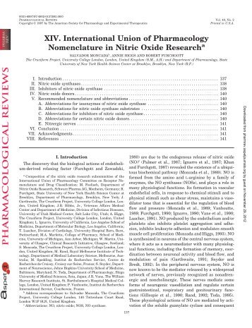 XIV. International Union of Pharmacology Nomenclature in Nitric ...