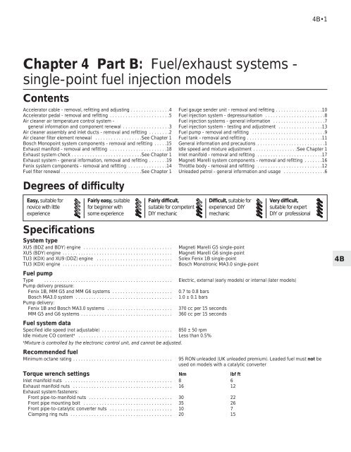 Chapter 4 Part B: Fuel/exhaust systems - single-point fuel injection ...