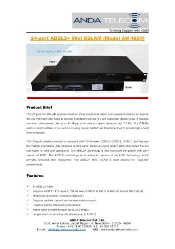24-port ADSL2+ Mini DSLAM (Model AN 4824) - ANDA TELECOM ...