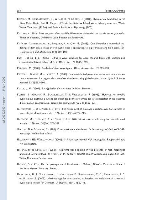 Quels apports hydrologiques pour les modÃ¨les hydrauliques? Vers ...