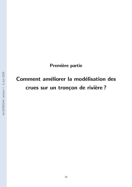 Quels apports hydrologiques pour les modÃ¨les hydrauliques? Vers ...