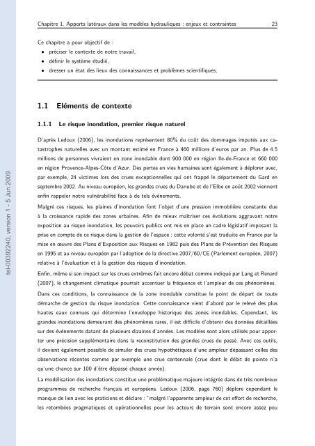 Quels apports hydrologiques pour les modÃ¨les hydrauliques? Vers ...