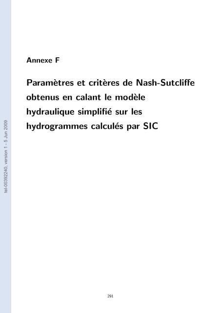 Quels apports hydrologiques pour les modÃ¨les hydrauliques? Vers ...