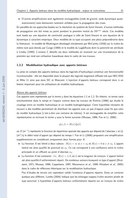 Quels apports hydrologiques pour les modÃ¨les hydrauliques? Vers ...