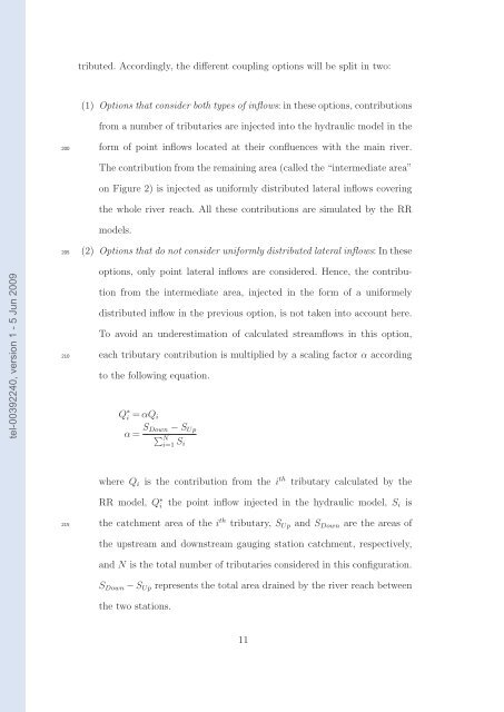 Quels apports hydrologiques pour les modÃ¨les hydrauliques? Vers ...