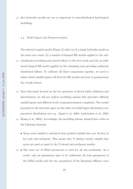 Quels apports hydrologiques pour les modÃ¨les hydrauliques? Vers ...