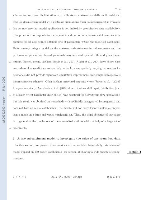 Quels apports hydrologiques pour les modÃ¨les hydrauliques? Vers ...