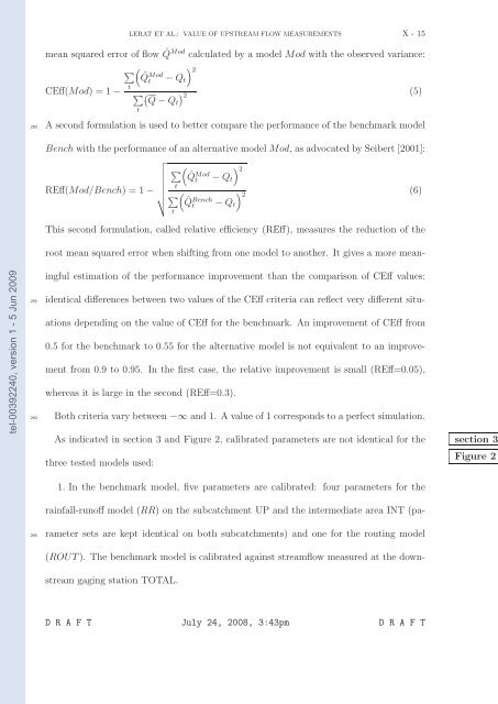 Quels apports hydrologiques pour les modÃ¨les hydrauliques? Vers ...